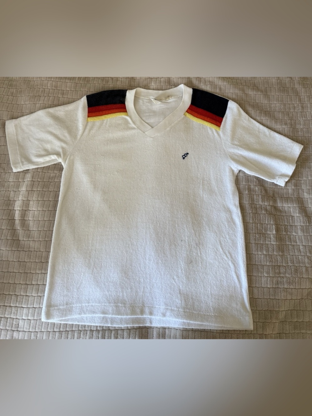 Golden Breed Color Block Polo in White & Navi Blue Size Small